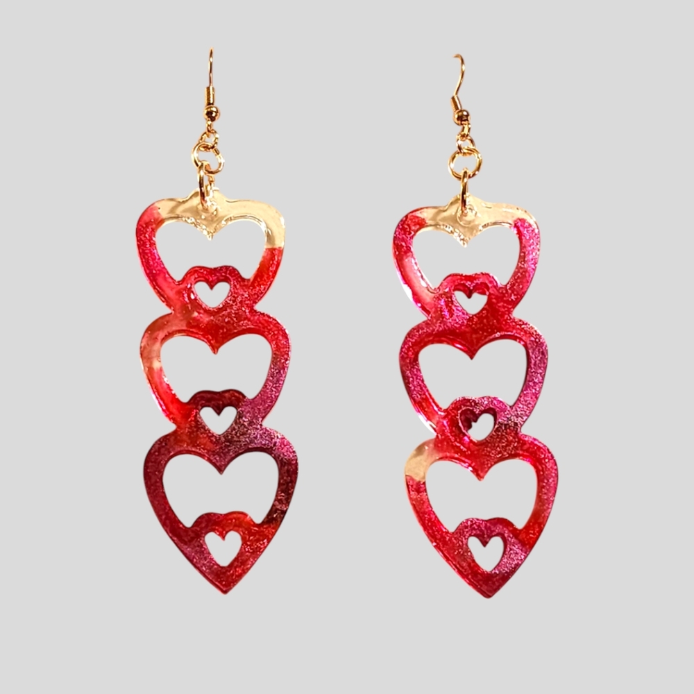 Love Struck Earrings/ Handmade Resin Dangle Earrings - Picture 2 of 2
